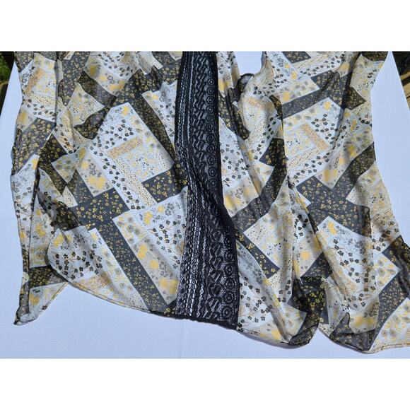 BCBGeneration Ruffle Chiffon Boho Floral Patchwork Vest Top High Low Sheer - Picture 11 of 12